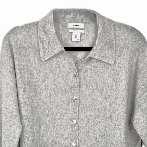 NEW Jason Wu Cashmere Collared Cardigan Sweater Gray Women's Size S - Picture 3 of 11